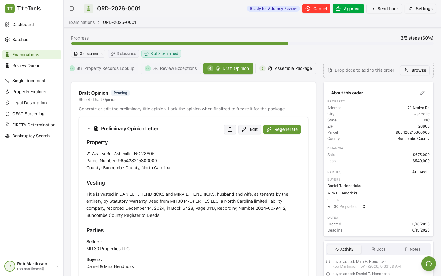 TitleTools — Step 4 — Draft Opinion